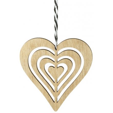Wooden 'Heart in a Heart' hanging ornament