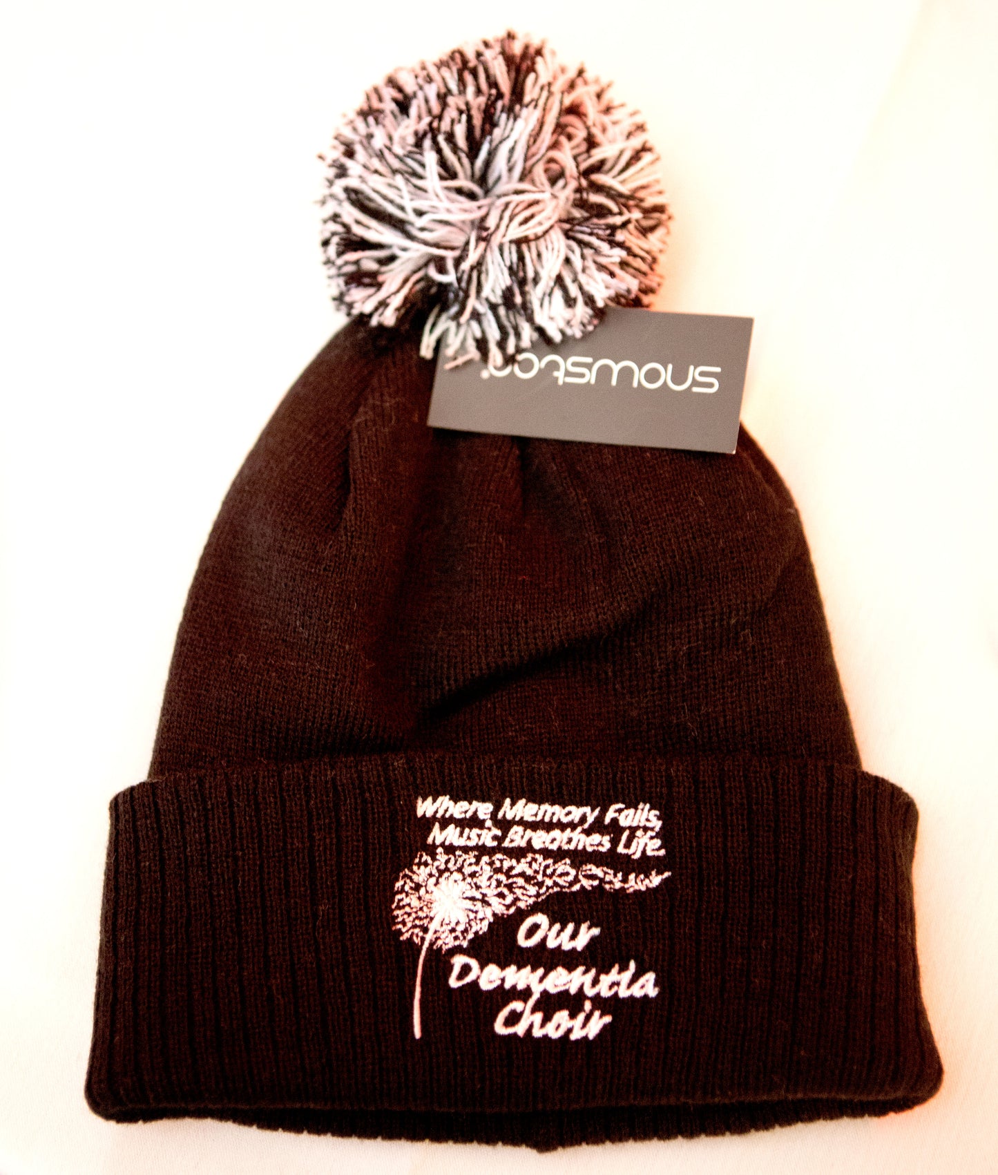 Knitted Bobble Hat with embroidered Our Dementia Choir Logo